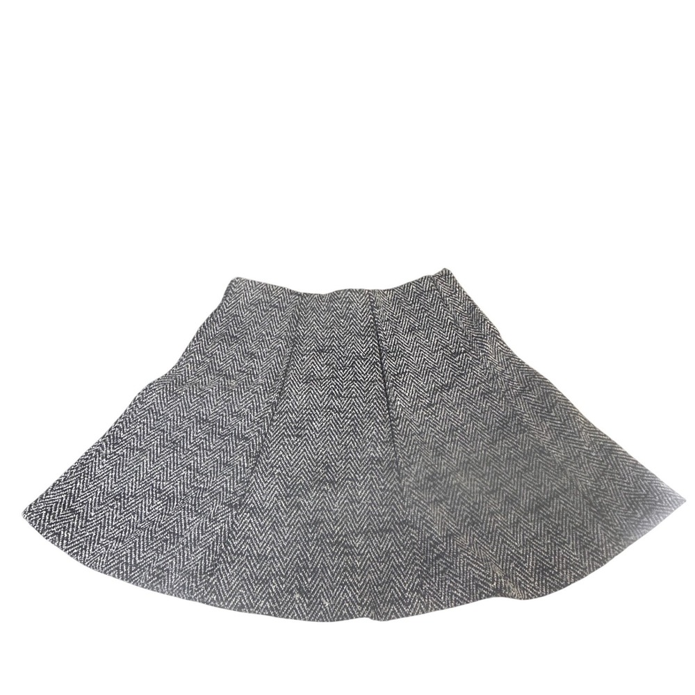 LOFT Outlet Petite Black White Herringbone A-Line Skirt SP Chevron Knit Flare